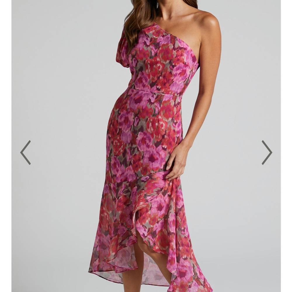 ShowPo CLABELLE MIDI DRESS - ONE SHOULDER RUFFLE TULIP HEM DRESS